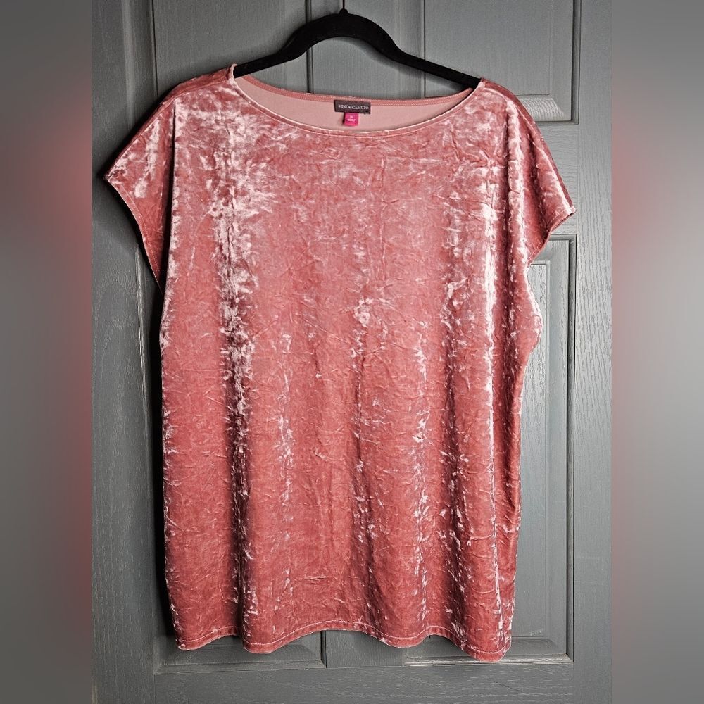 Vince Camuto velour loose fit top, pink rose, size XL